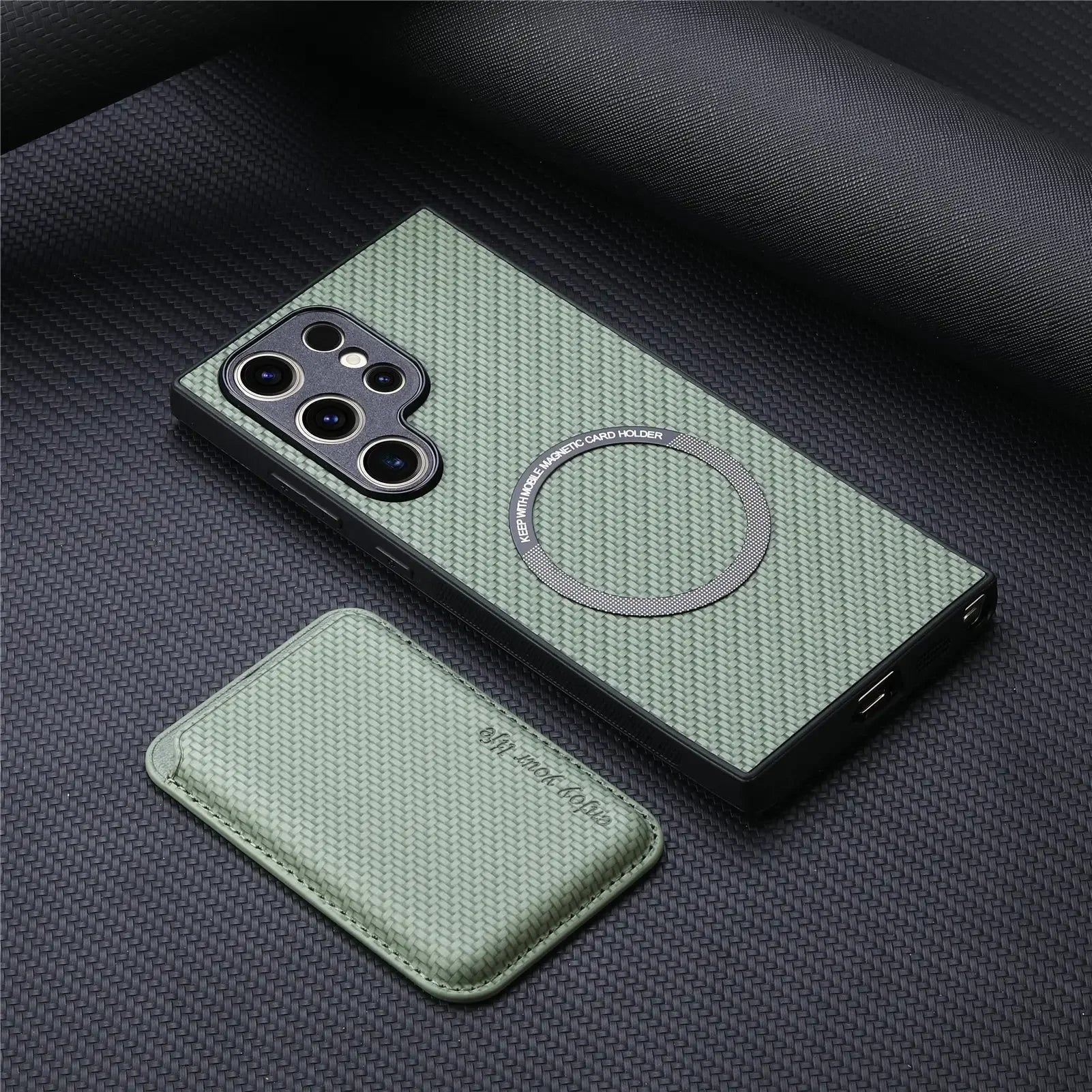Case Samsung com carteira para cartão + MagSafe — detalhe lateral | Orbit Cases