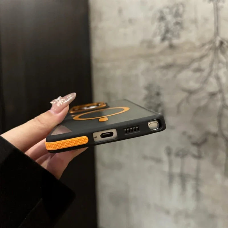 Case Metal Magnética MagSafe com Proteção de Lente e Suporte