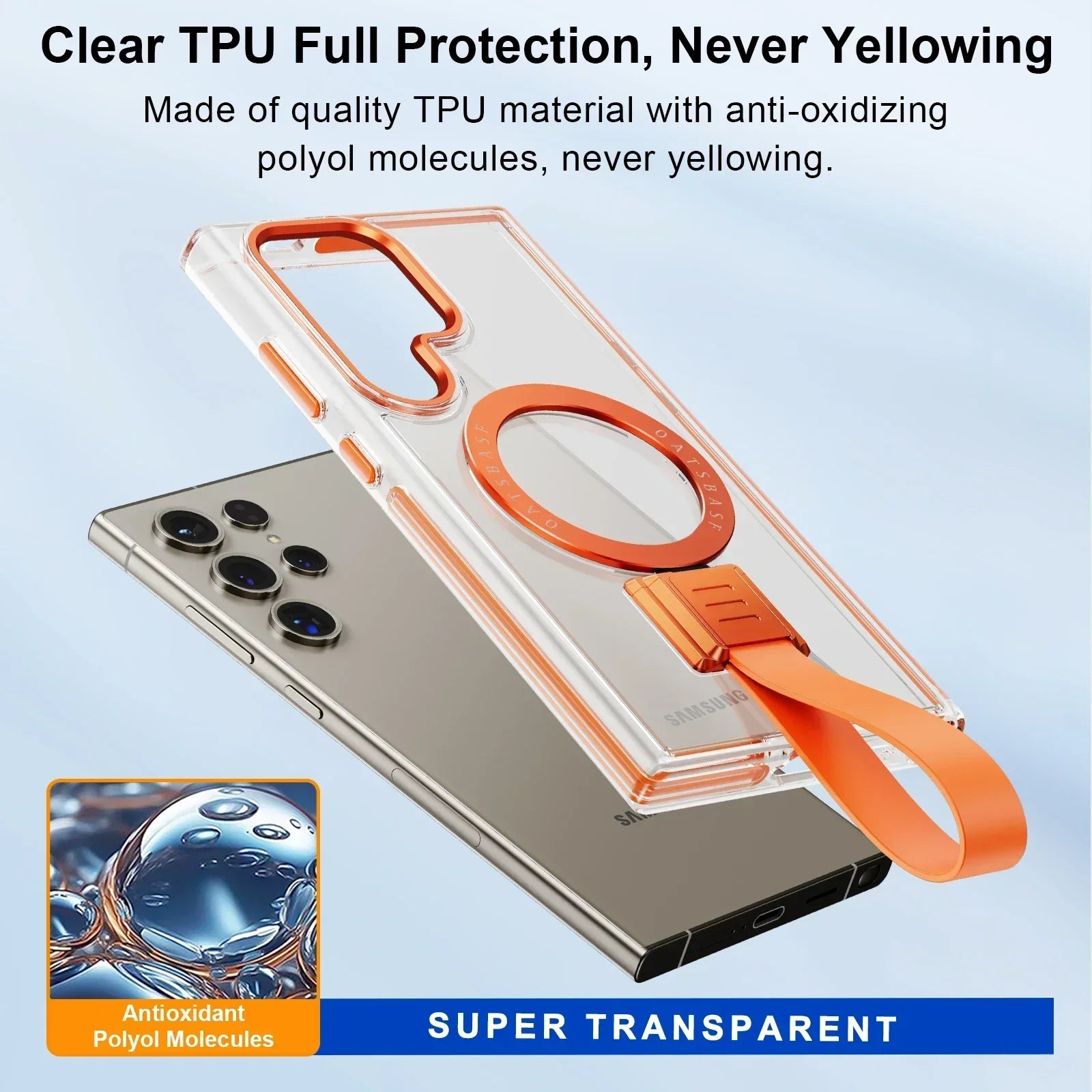 Capa Samsung com suporte magnético + MagSafe — detalhe proteção | Orbit Cases