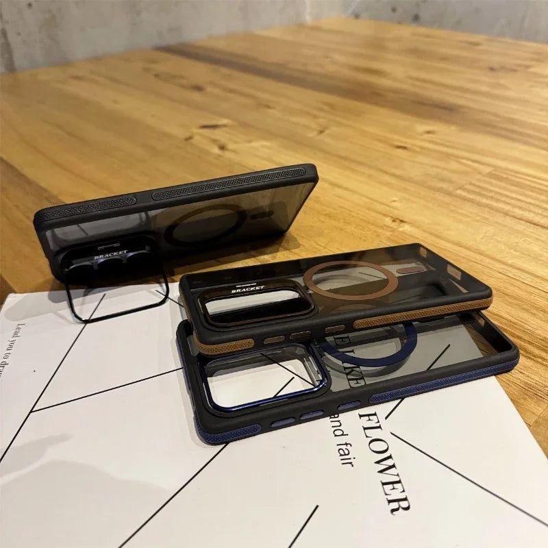 Case Metal Magnética MagSafe com Proteção de Lente e Suporte