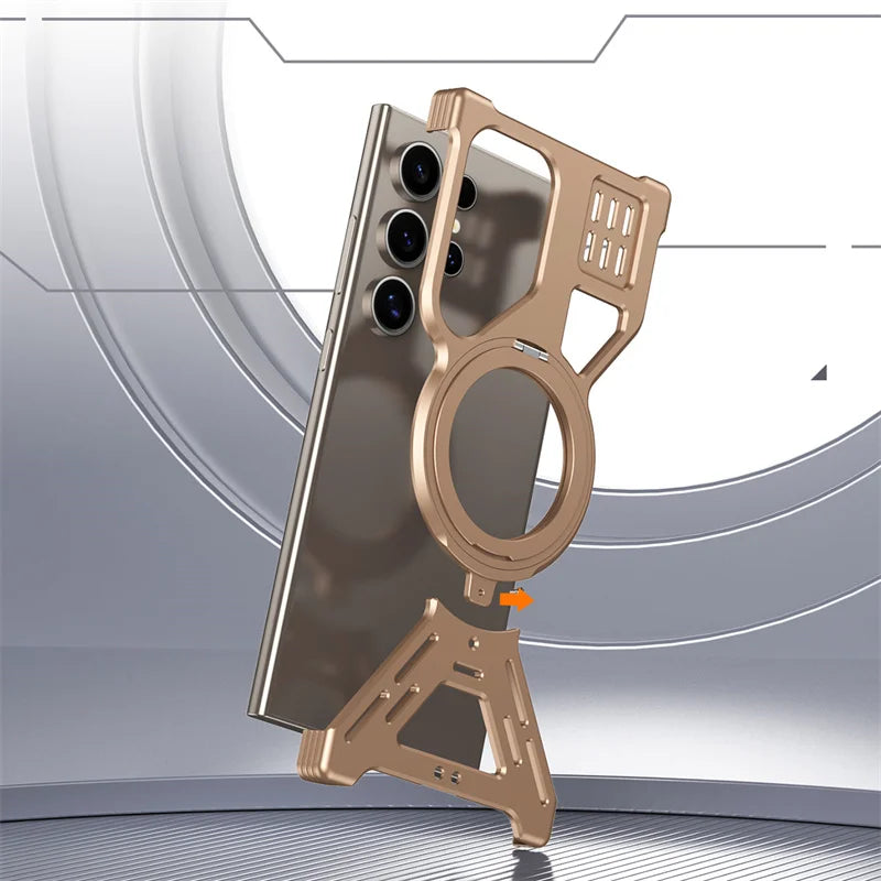Case Samsung em Metal Reforçado com Carregamento MagSafe em metal — vista traseira | Orbit Cases