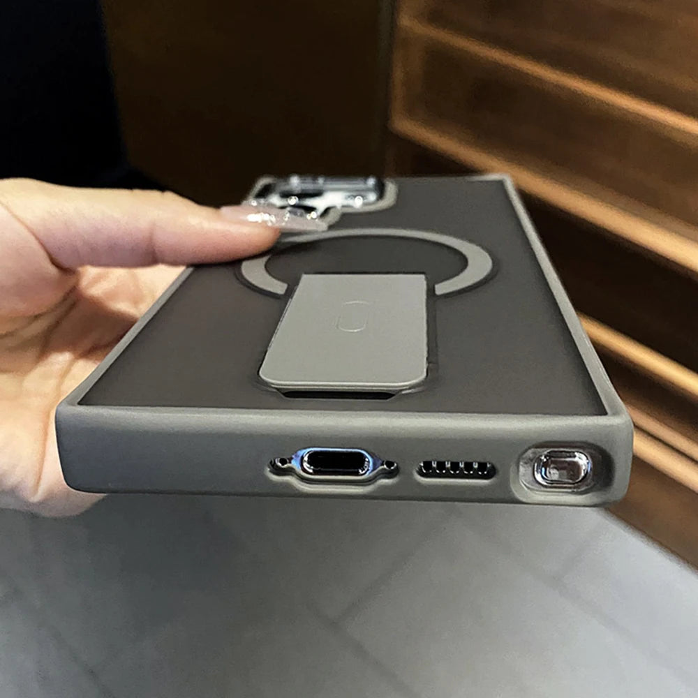 Case Fosca Magnética MagSafe com Suporte Dobrável