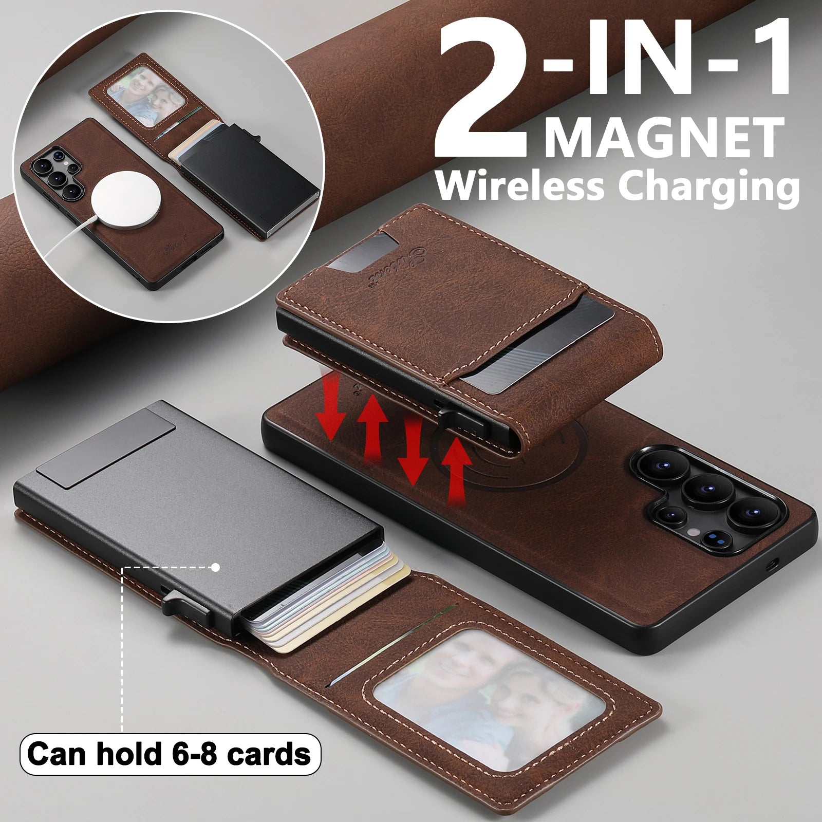 Capa Samsung de couro com carteira + MagSafe em couro — detalhe lateral | Orbit Cases