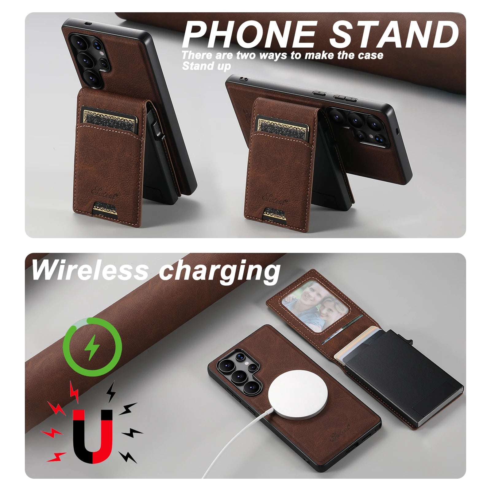 Capa Samsung de couro com carteira + MagSafe em couro — vista traseira | Orbit Cases