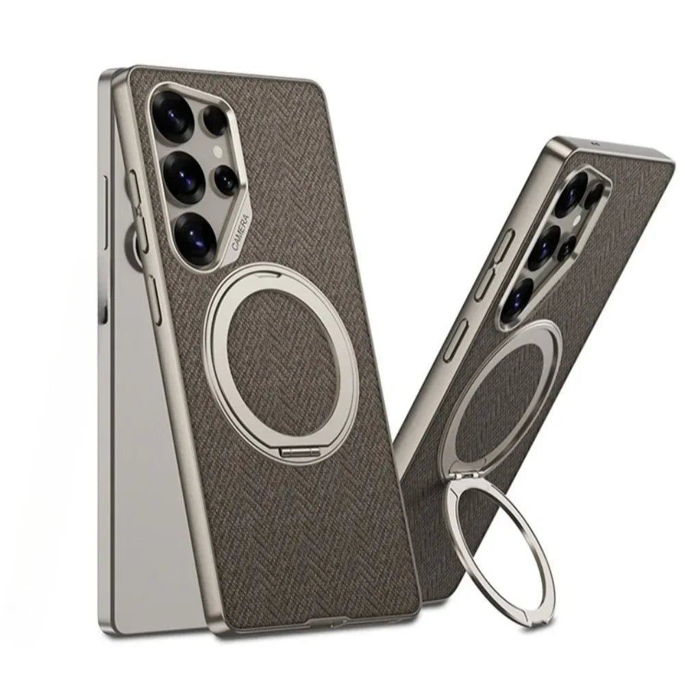 Case Samsung em couro com suporte 360º em couro — detalhe lateral | Orbit Cases