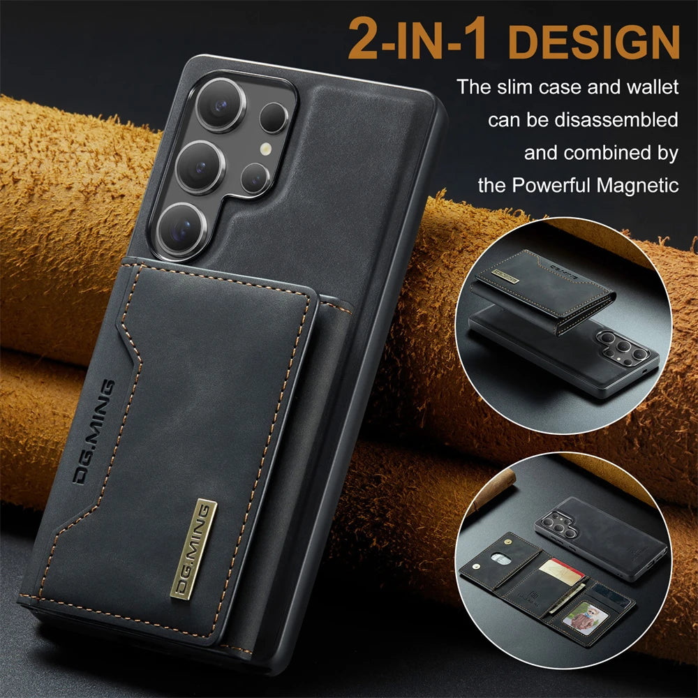 Capa Samsung em Couro + Carteira Magnética 2 em 1 em couro — detalhe lateral | Orbit Cases