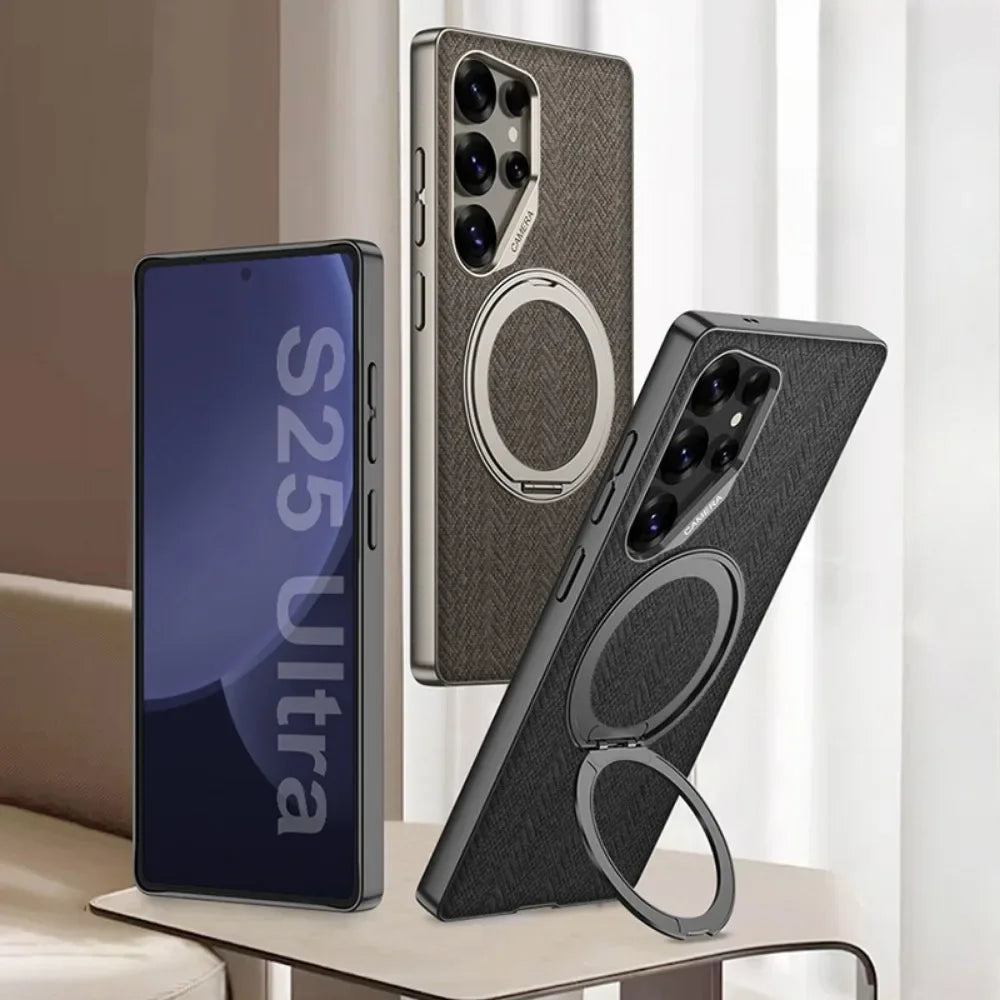 Case Samsung em couro com suporte 360º em couro — vista traseira | Orbit Cases