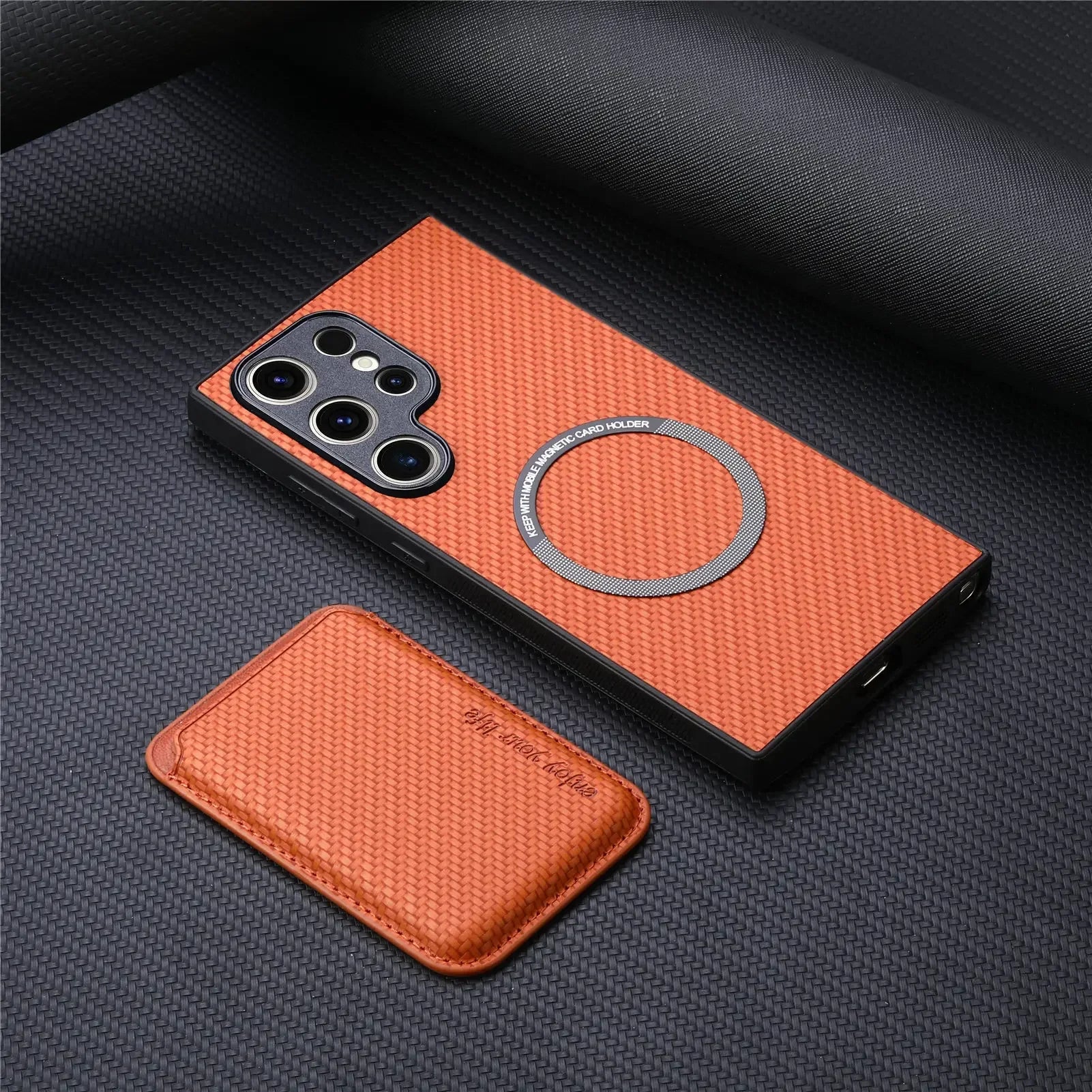 Case Samsung com carteira para cartão + MagSafe — detalhe proteção | Orbit Cases