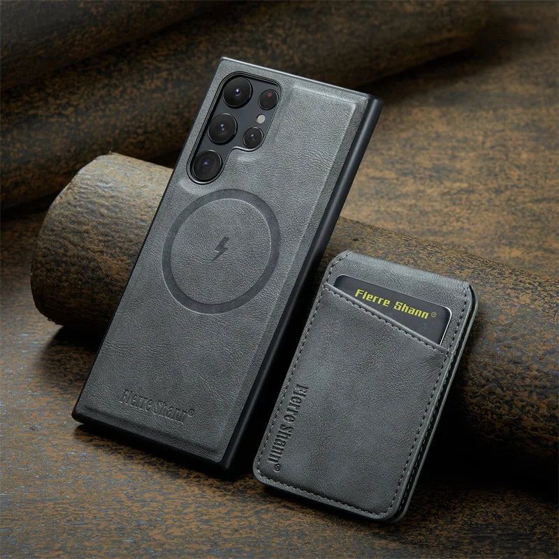 Capa 2 em 1 Samsung de couro com MagSafe em couro — textura | Orbit Cases
